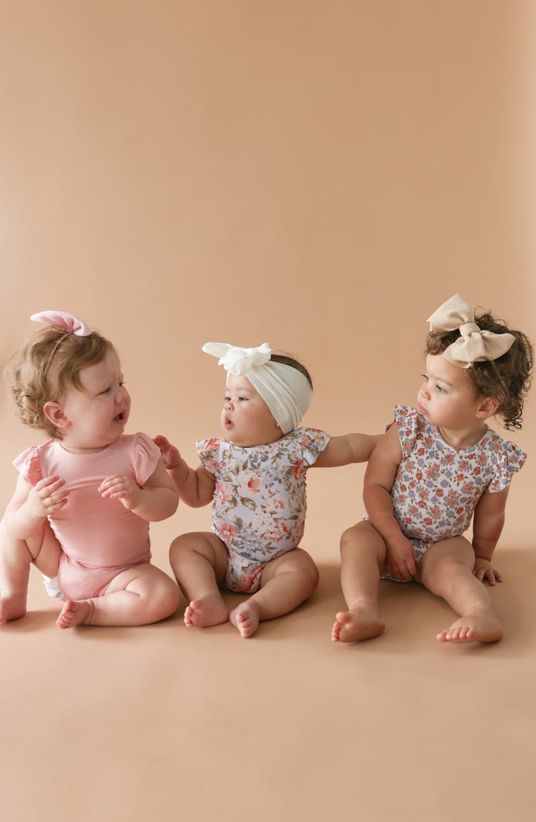 Posh Peanut Joanne Assorted 3-Pack Ruffle Bodysuits, Alternate, color, Beige