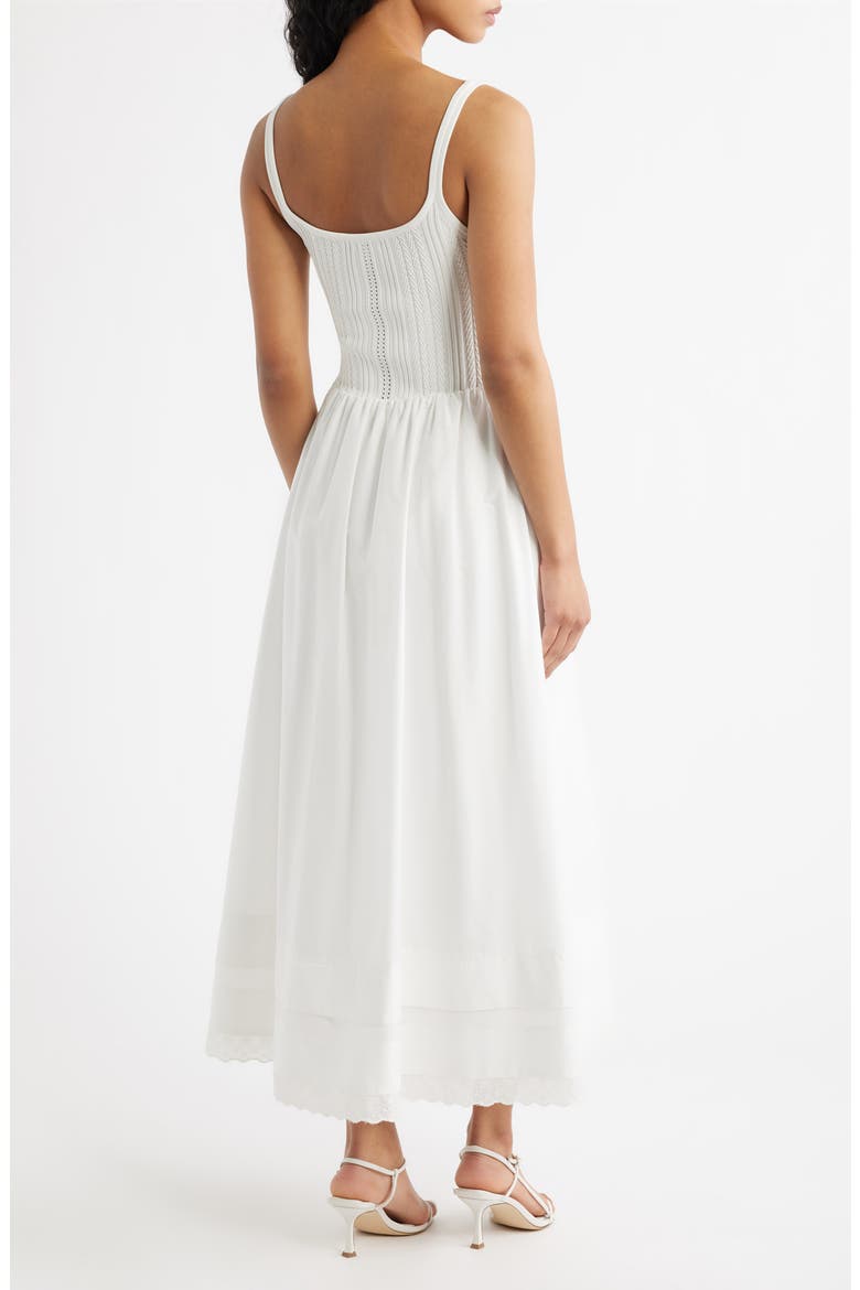 Pointelle Bodice Mixed Media Dress, Alternate, color, CREAM