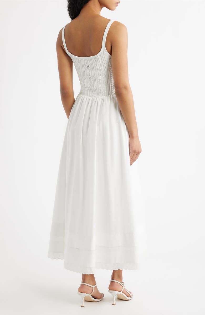 MOON RIVER Pointelle Bodice Mixed Media Dress, Alternate, color, Cream