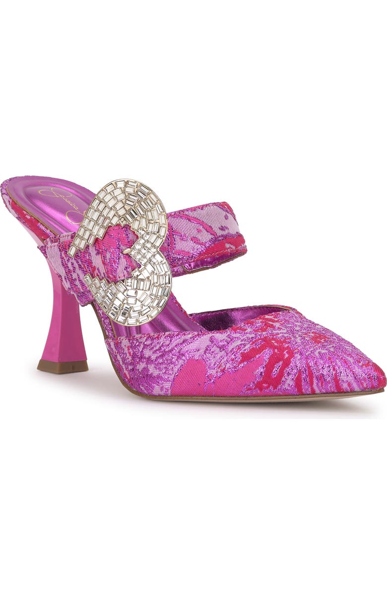 Jessica Simpson Favica Embellished Satin Slide Mule, Main, color, Pink/ Red Combo