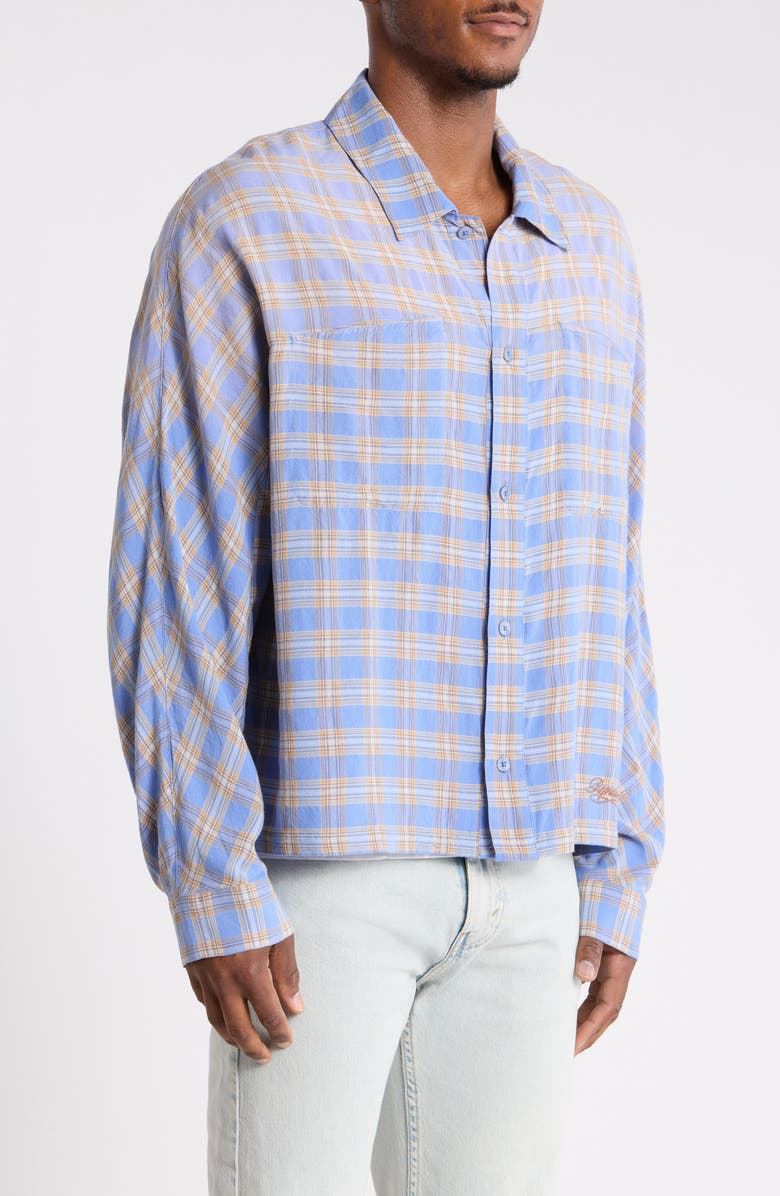 Represent Santa Monica Flannel Button-Front Shirt, Alternate, color, Drift Blue