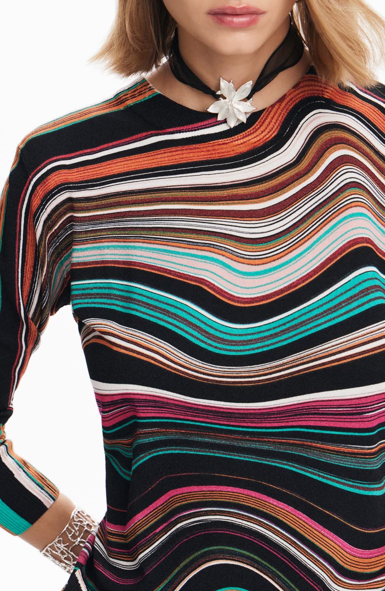 Desigual Liverpool Stripe Crewneck Sweater, Alternate, color, Mix