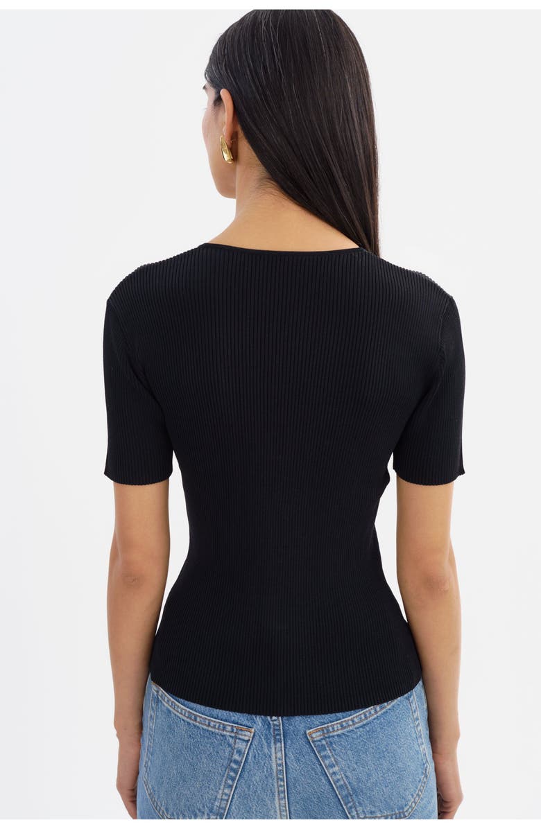LAMARQUE AURELIE | Rib Knit Short Sleeve Top, Alternate, color, Black