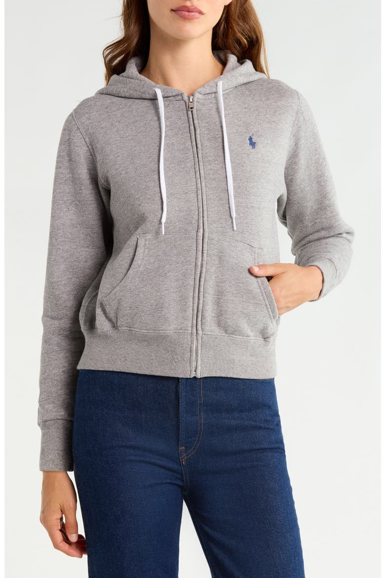 Cotton Blend Fleece Zip Hoodie, Alternate, color, DARK VINTAGE HEATHER