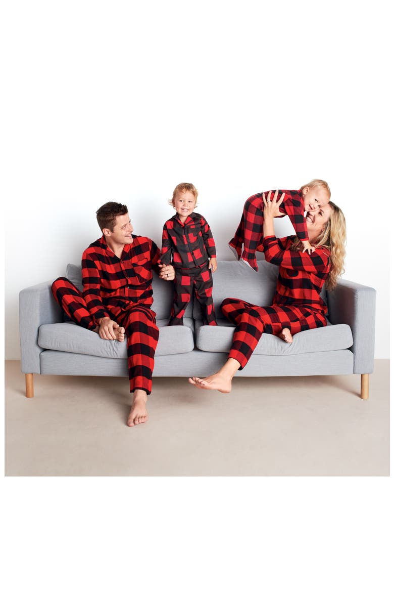 Plaid One-Piece Pajamas, Alternate, color, RED BLOOM LARGE BUFFALO CHECK