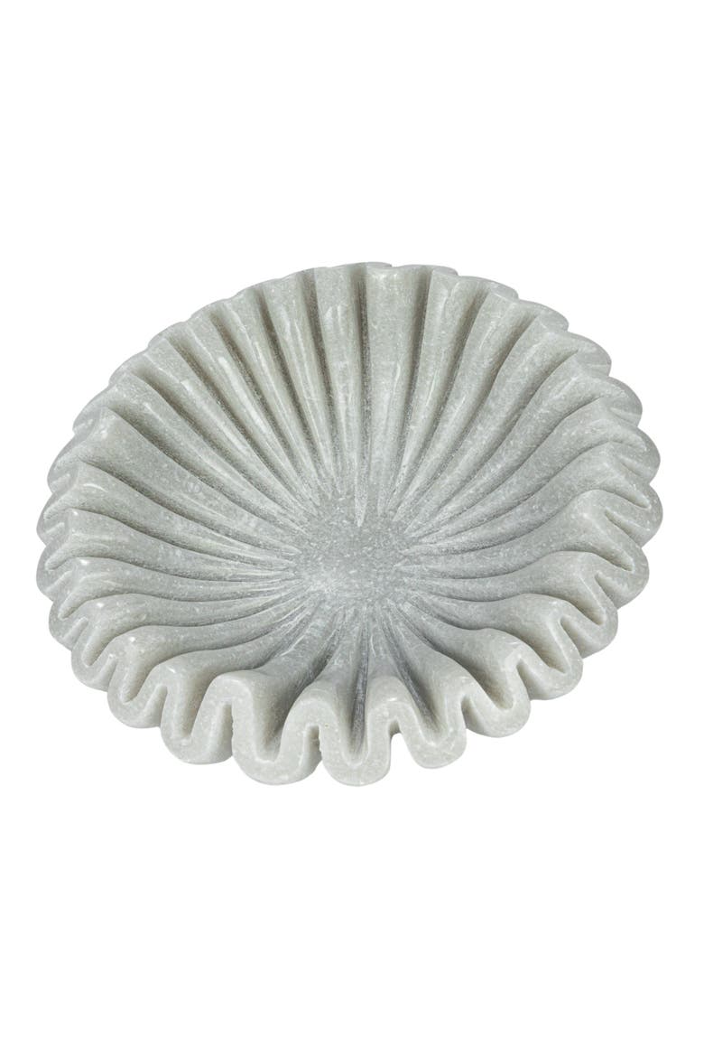 Round Marble Pleated Dish, White, Alternate, color, White
