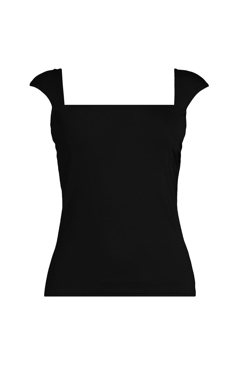 Lands' End DD-Cup Square Neck Underwire Tankini Top, Alternate, color, Black