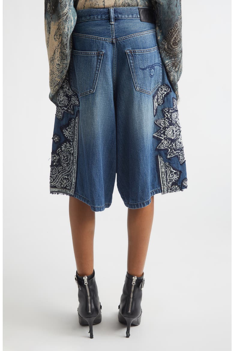 Jesse Pleated Denim Bermuda Shorts, Alternate, color, CRUSHED BLUE BANDANA