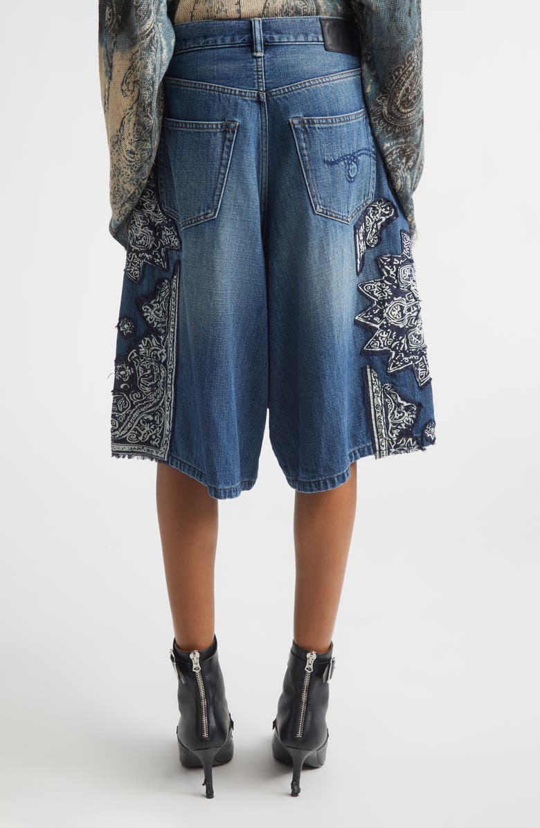 R13 Jesse Pleated Denim Bermuda Shorts, Alternate, color, Crushed Blue Bandana