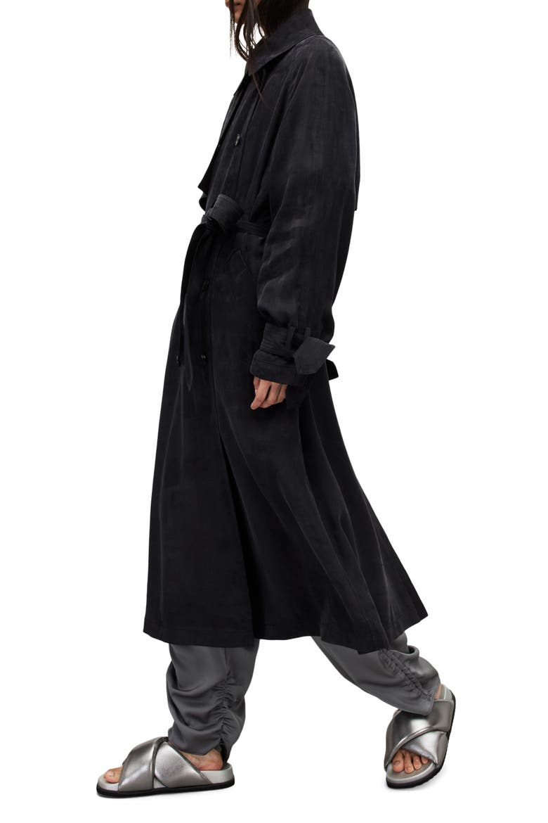 Kikki Relaxed Fit Double Breasted Trench Coat, Alternate, color, BLACK