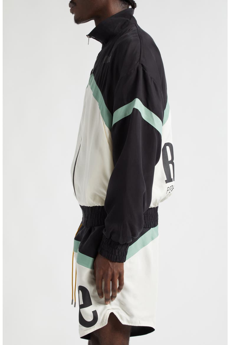 Awakening Chevron Colorblock Track Jacket, Alternate, color, BLACK/ GREEN/ CREME