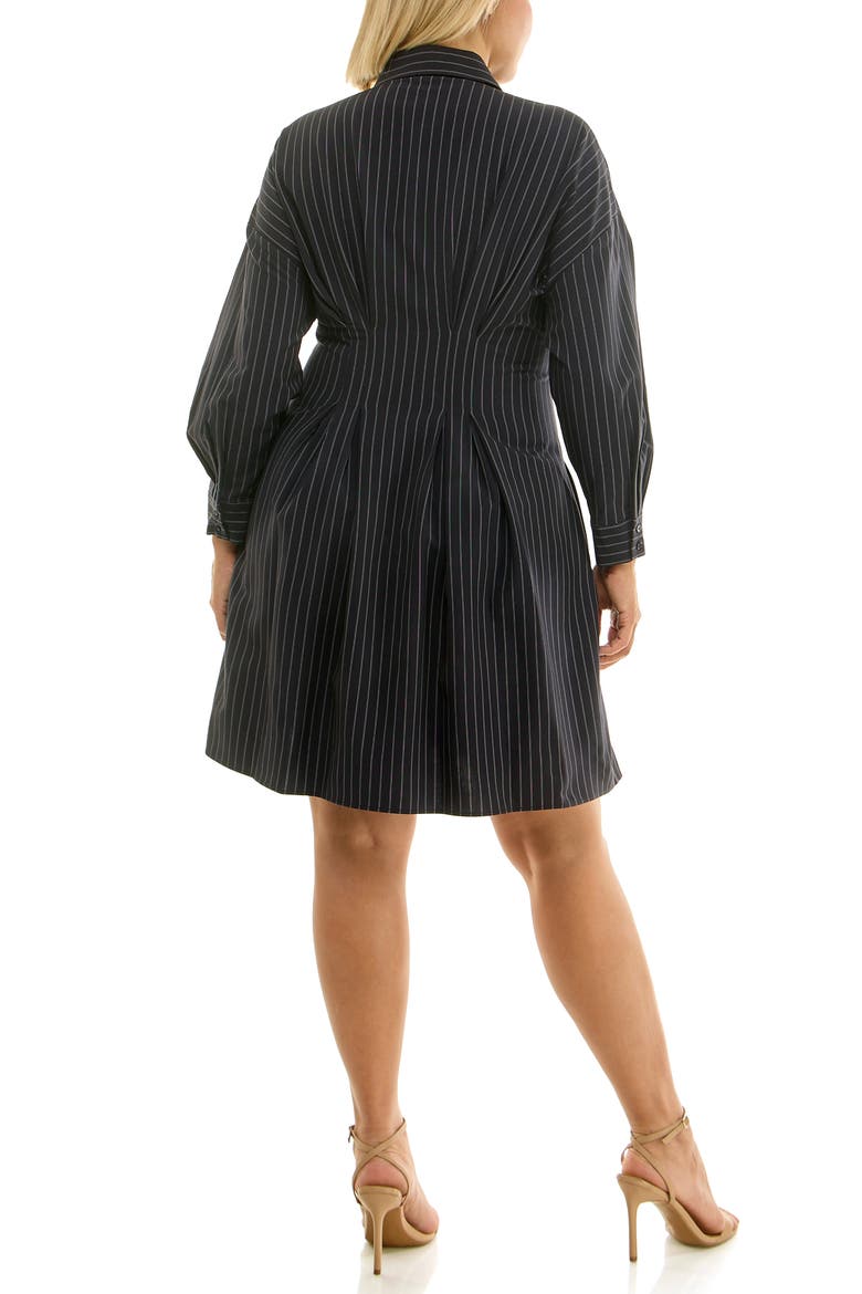 Bi-Stretch Long Sleeve Shirtdress, Alternate, color, NAVY / WHITE