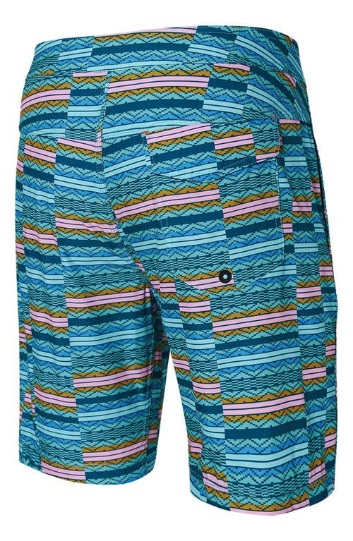 Saxx Betawave 2n1 7-inch Board Shorts In Asher Stripe- Sea Foam