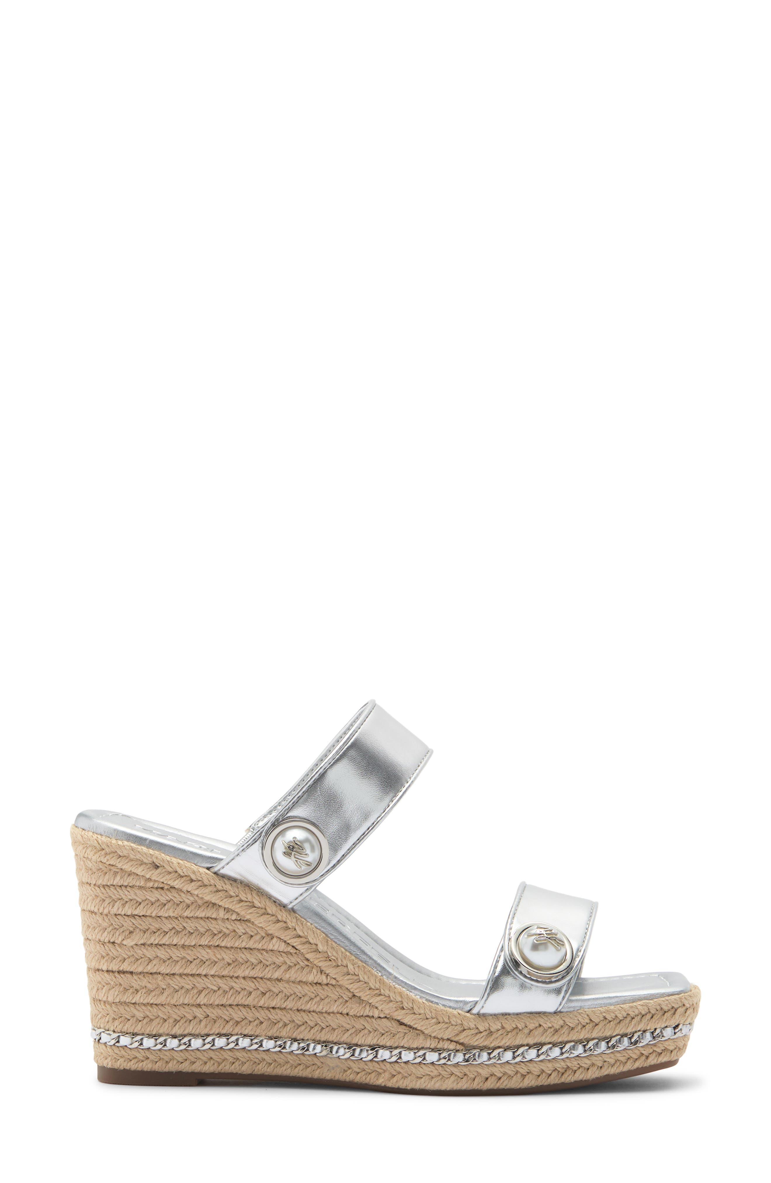 KARL LAGERFELD PARIS Carsen Wedge Espadrille Sandal, Alternate, color, Silver