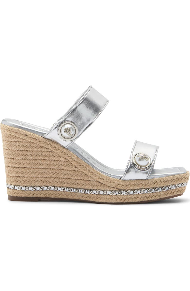 KARL LAGERFELD PARIS Carsen Wedge Espadrille Sandal, Alternate, color, Silver