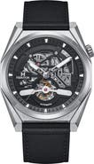 Heritor Automatic Amadeus Semi-Skeleton Leather-Band Watch