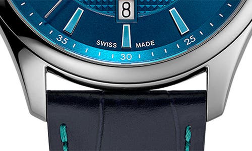 Frederique Constant Men's Swiss Automatic Runabout Blue Leather Strap Watch 42mm In Blue