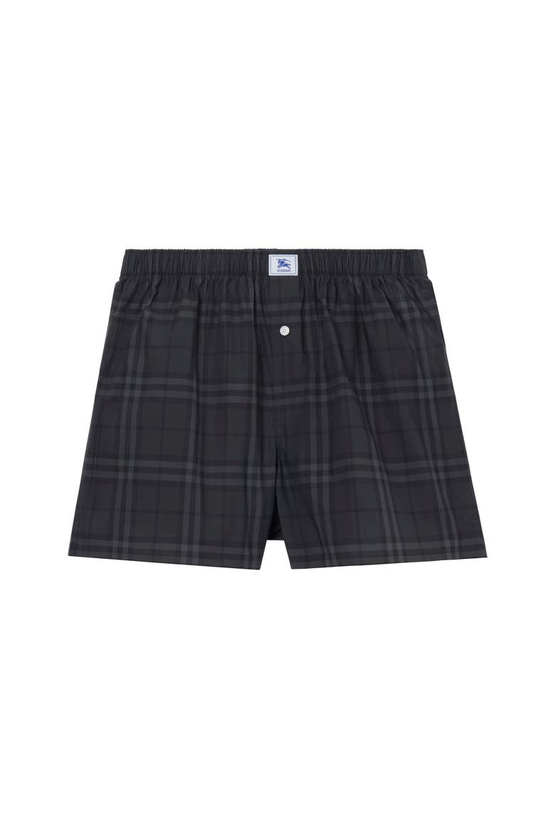 Check Cotton Boxer Shorts, Main, color, Iron grey