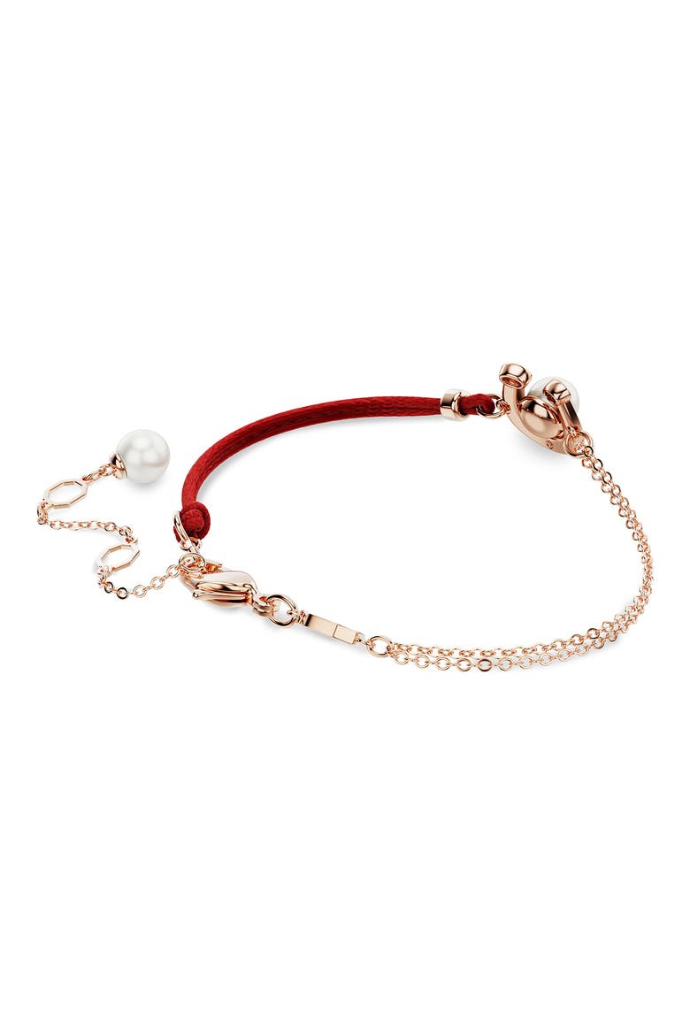 Symbolica Swarovski Faux Pearl Horseshoe Bracelet, Alternate, color, ROSE GOLD