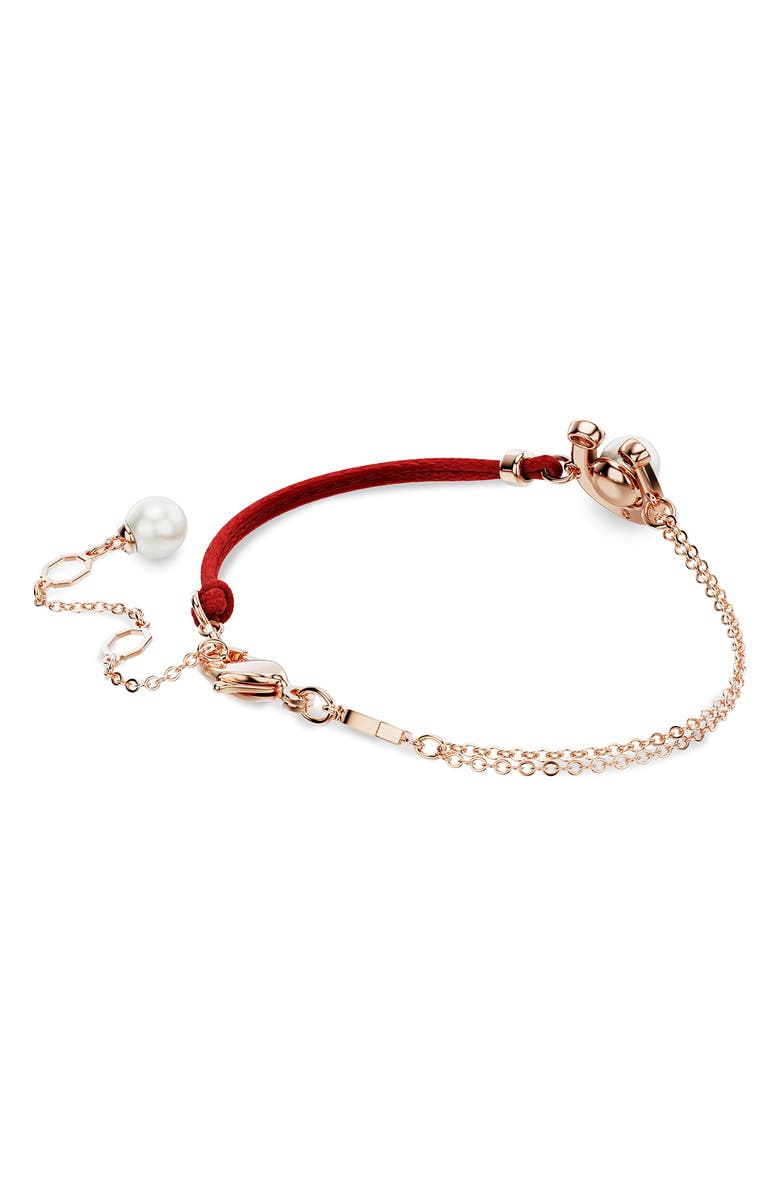 Swarovski Symbolica Swarovski Faux Pearl Horseshoe Bracelet, Alternate, color, 