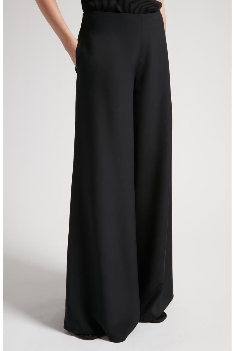 Dela Wool Twill Wide Leg Pants, Alternate, color, BLACK