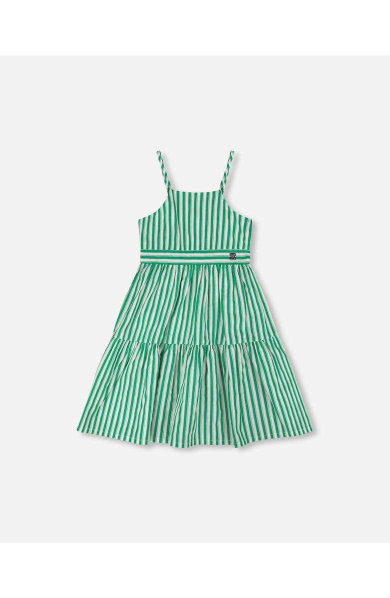 Deux par Deux Cotton Stripes Sleeveless Sundress, Main, color, Green Stripes