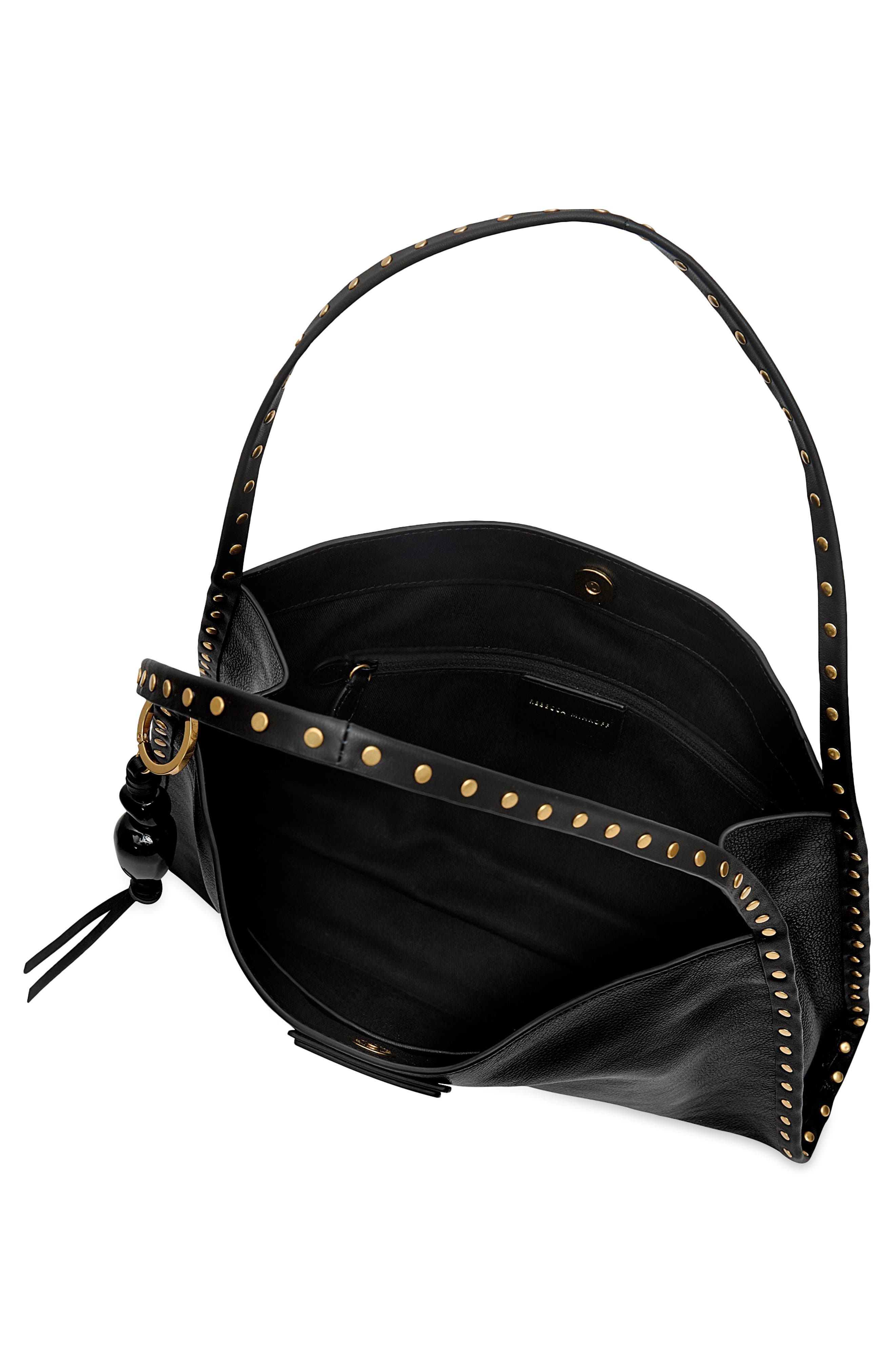 Rebecca Minkoff Dylan Leather Shoulder Bag, Alternate, color, Black