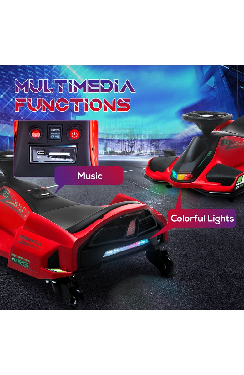 Aosom 12V Kids Electric Go Kart with Slow Start, Music, Lights, Alternate, color, Red