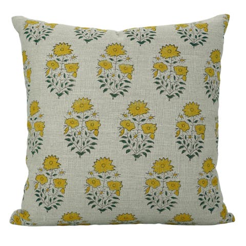 Mayra Handcrafted Mustard Block Desgin Cushion Cover