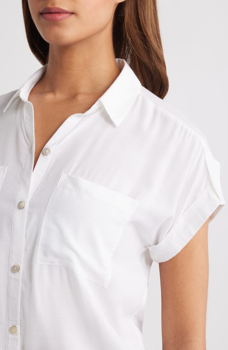 beachlunchlounge Delta Short Sleeve Button-Up Shirt, Alternate, color, White