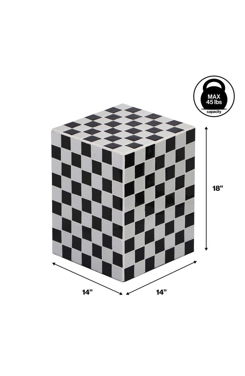 JONATHAN Y Callista 18" Modern Bohemian Ceramic Tiled Rectangle End Table, Alternate, color, Stone Black