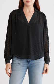 Madewell Clip Dot Long Sleeve Popover Top