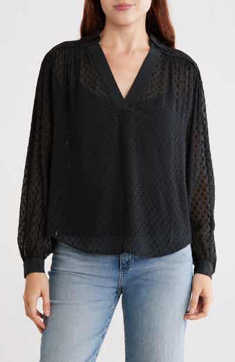 Madewell Clip Dot Long Sleeve Popover Top