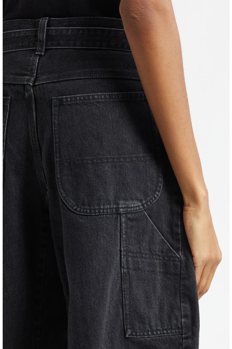 Belted Crop Denim Barrel Leg Jeans, Alternate, color, BLACK