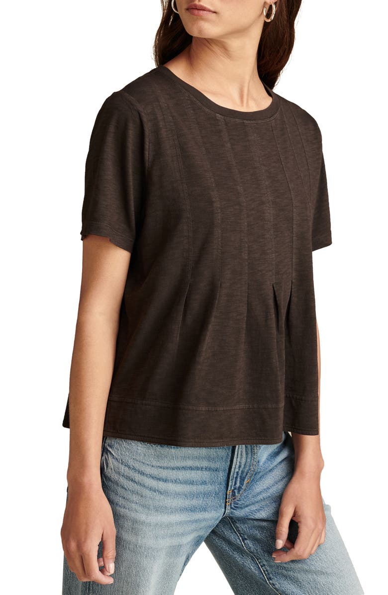 Lucky Brand Pleated Cotton T-Shirt, Alternate, color, 