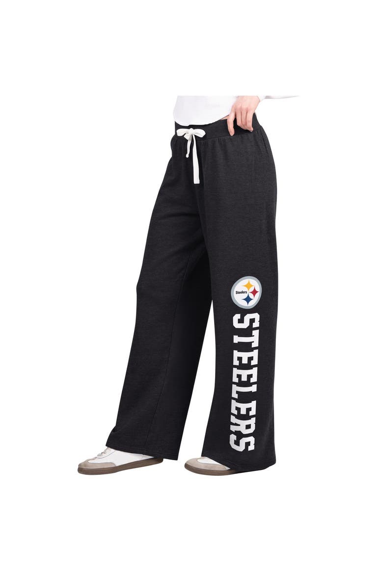 Women's  Starter  Black Pittsburgh Steelers Field Wide Leg Sweatpants, Main, color, Black