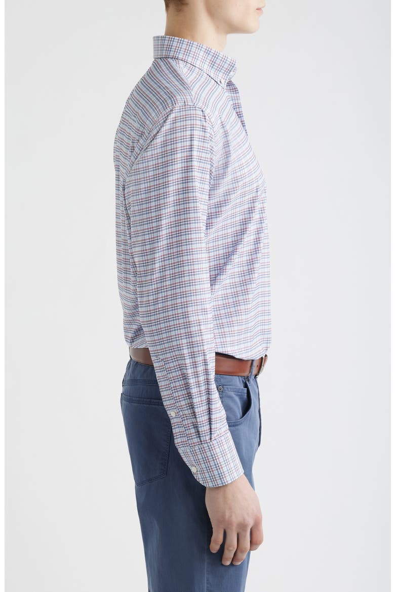 Wayne Performance Plaid Button Down Sport Shirt, Alternate, color, BLUE FREESIA