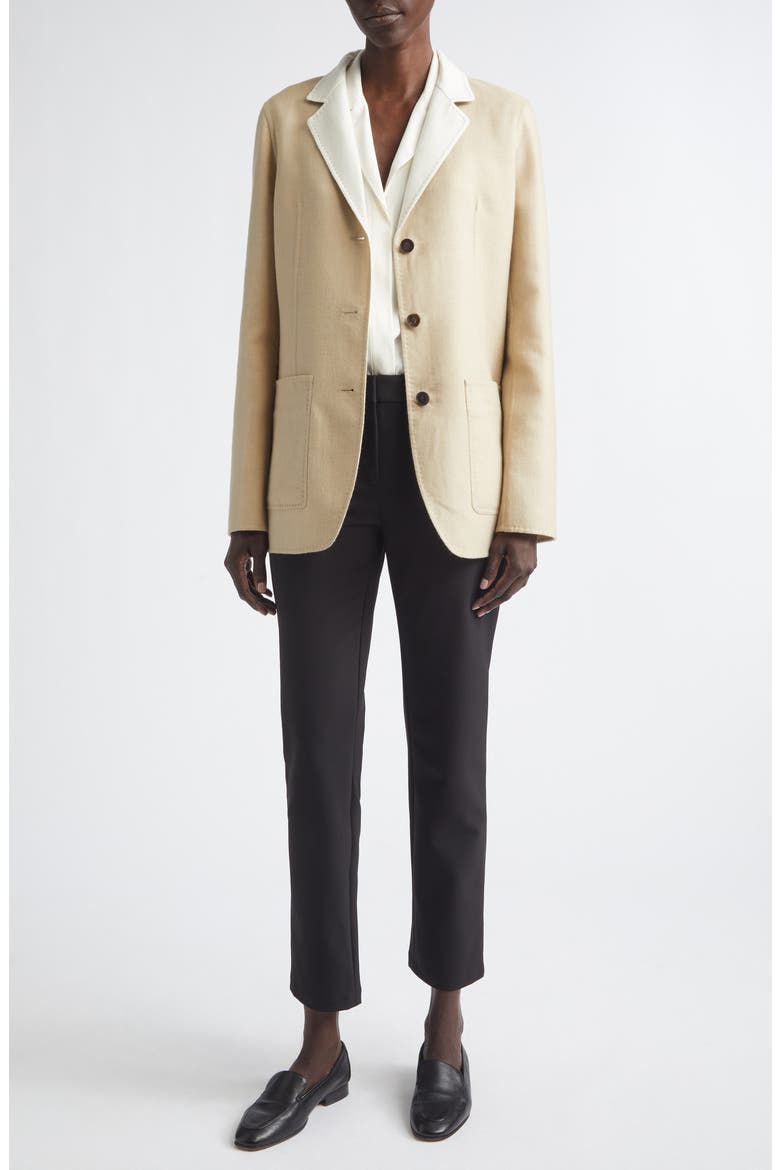 Patch Pocket Reversible Wool & Silk Blazer, Alternate, color, BEECHNUT/CLOUD