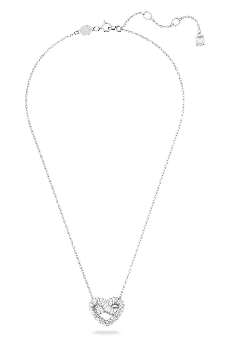 Matrix Woven Crystal Heart Pendant Necklace, Main, color, SILVER