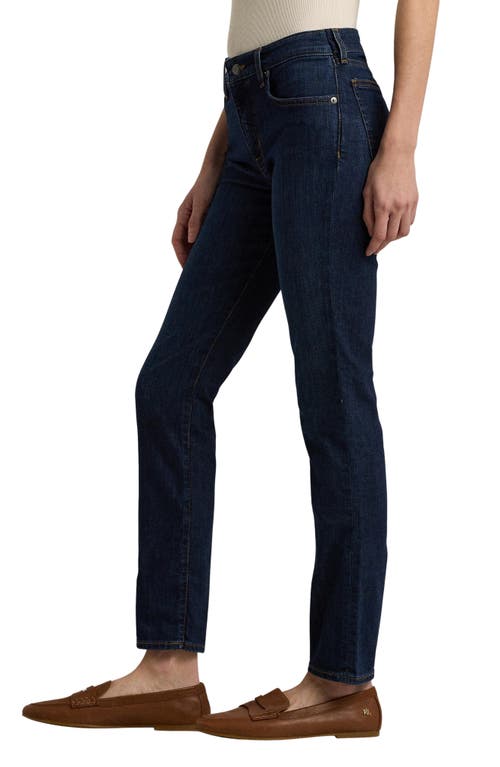 Ralph Lauren Lauren  High Waist Straight Leg Jeans In Deep Royal Wash Denim