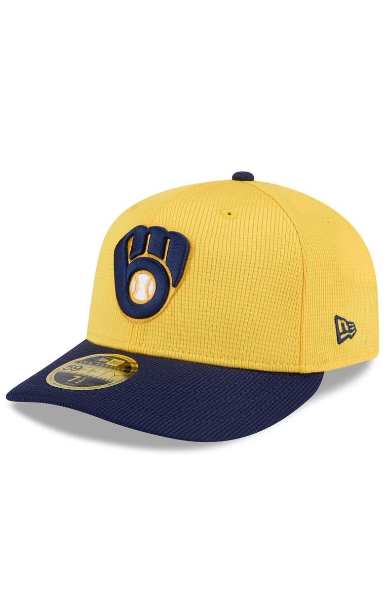 New Era Men's New Era  Gold/Navy Milwaukee Brewers 2025 Spring Training Low Profile 59FIFTY Fitted Hat, Alternate, color, 