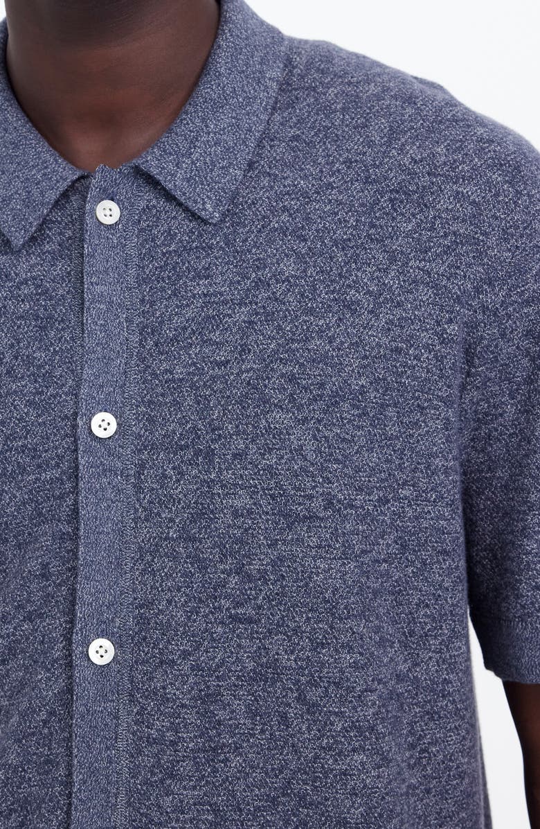 Madewell Marled Cotton Button-Up Sweater Polo, Alternate, color, Navy Marl