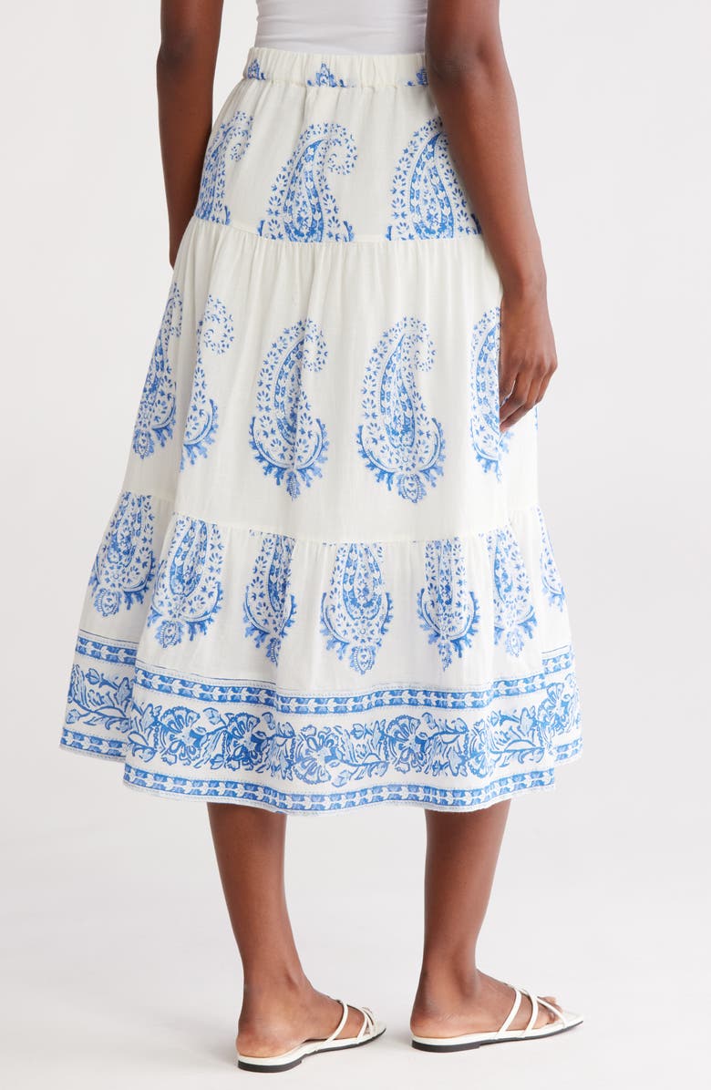 Lucky Brand Paisley Print Tiered Cotton Maxi Skirt, Alternate, color,