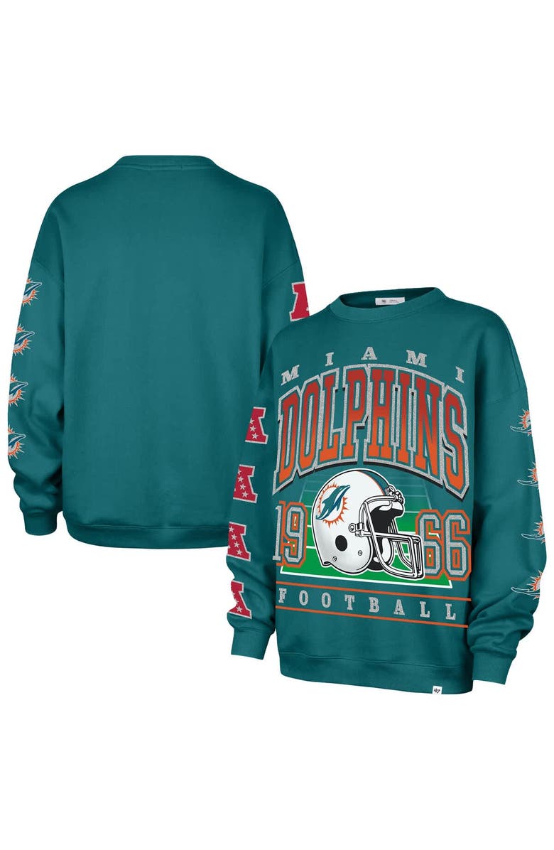 '47 Women's '47  Aqua Miami Dolphins Go Big Oversized Pullover Sweatshirt, Main, color, Aqua