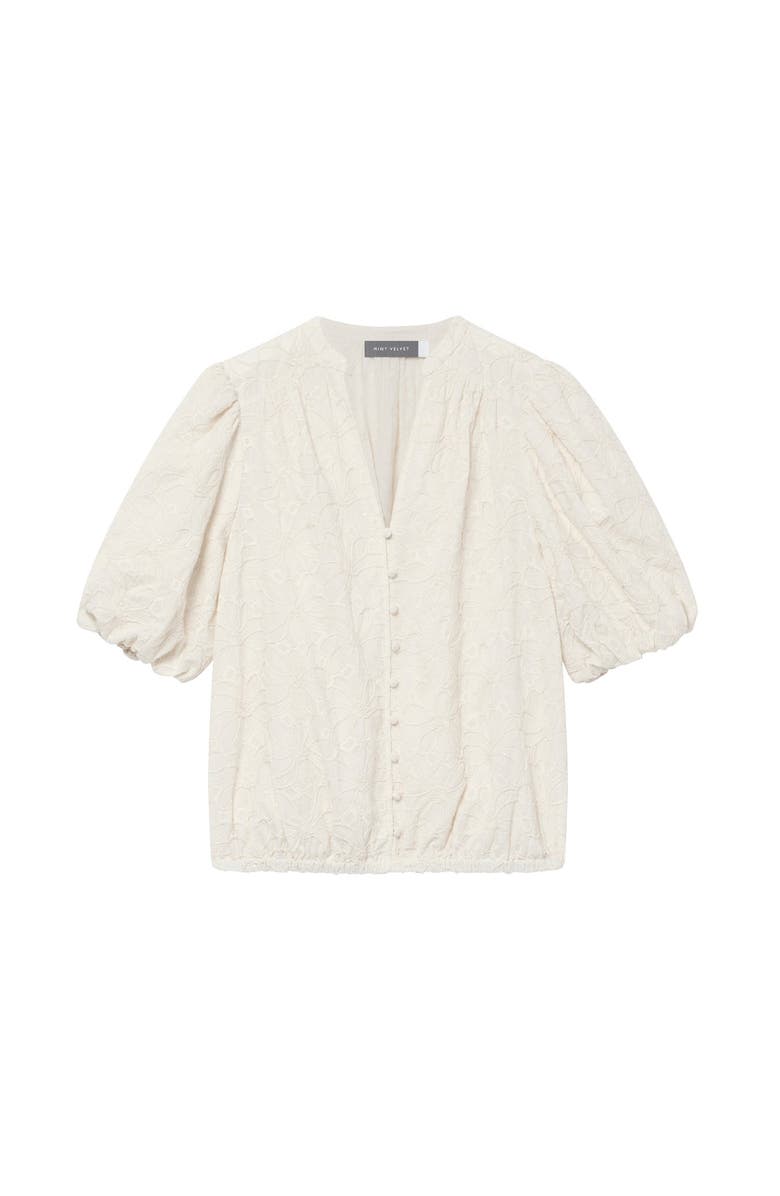 MINT VELVET Cotton Textured Floral Top, Alternate, color, Ivory