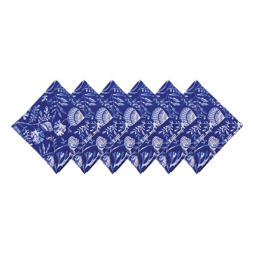 C & F Home C&f Home Blue Reef Reversible Graphic Print Machine Washable Hemstitch Napkins Set Of 6