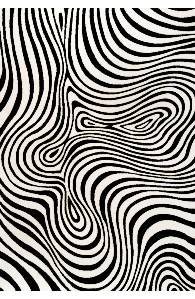 JONATHAN Y Maribo High-Low Abstract Groovy Striped Indoor/Outdoor Area Rug, Main, color, Black/White