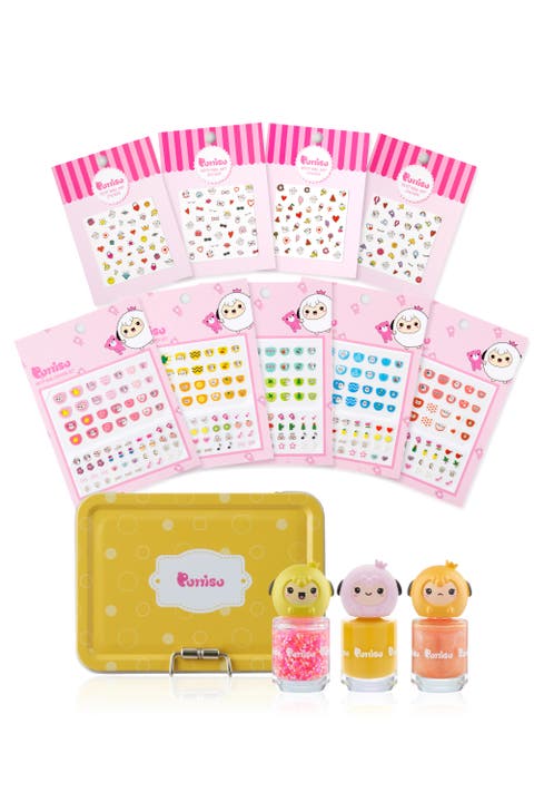 Water Based Peel Off Kids Nail Polish and Sticker Deluxe Set