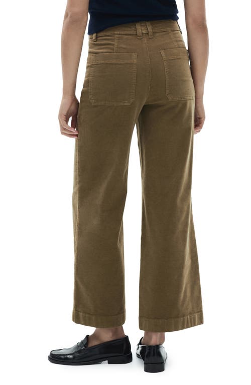 Shop Mango Catherin High Waist Crop Wide Leg Corduroy Culotte Pants In Khaki