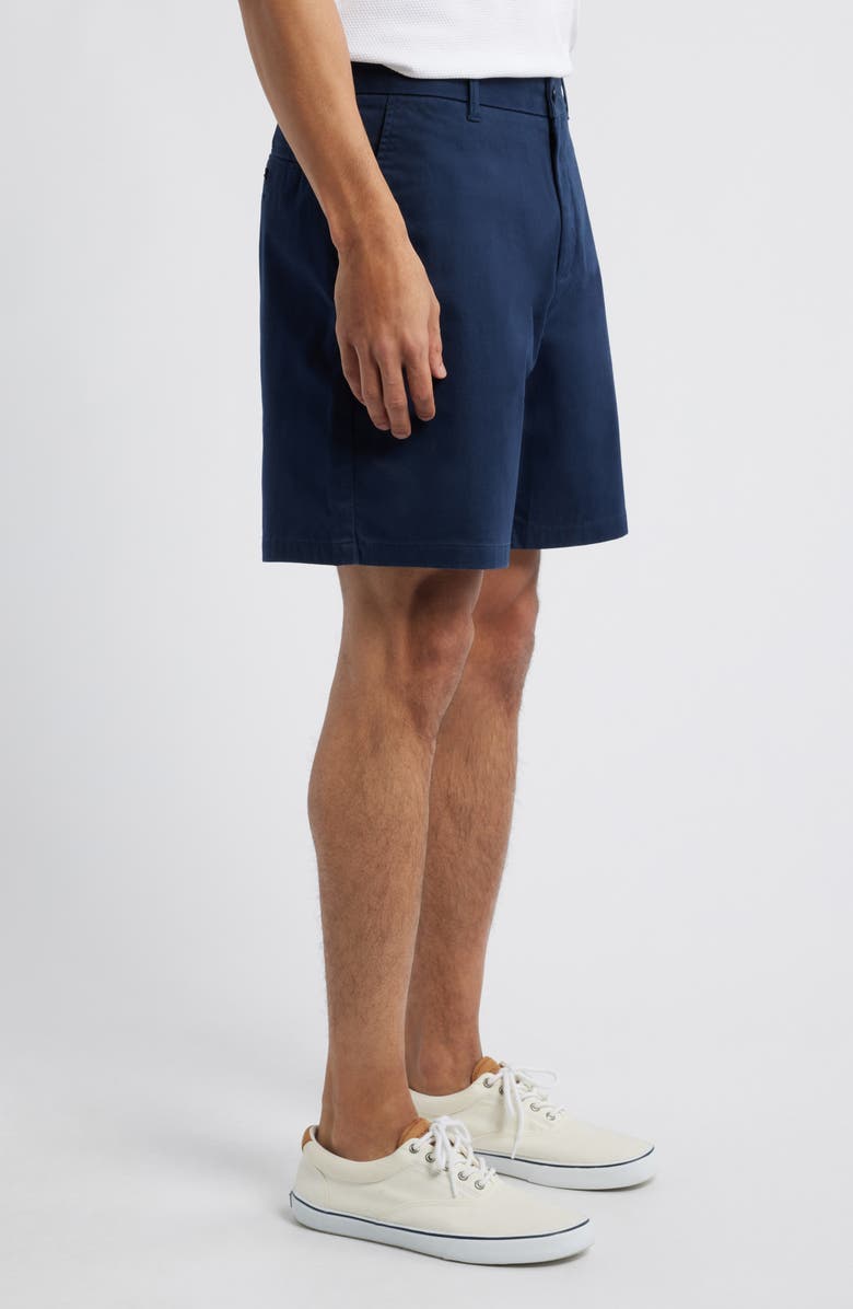 Nordstrom Heron Flat Front Cotton Stretch Twill Chino Shorts, Alternate, color, Navy Blazer